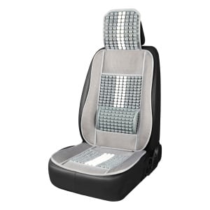 Husa scaun auto cu bile de masaj, suport lombar si tetiera, dimensiuni 131 x 46 cm, culoare Gri - Img 1