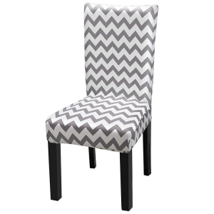 Husa universala pentru scaune clasice, model WAVE, culoare GRI + ALB - Img 2