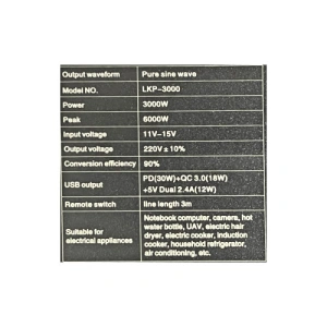Invertor profesional 3000W 12V-220V 50 Hz Pur sinusoidal "Pur sine wave" - Img 4