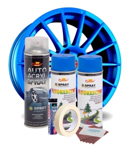 Kit complet reparatie si vopsire jante culoare Albastru Fluorescent, V2 - Img 4