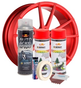 Kit complet reparatie si vopsire jante culoare Rosu Fluorescent, V2 - Img 2
