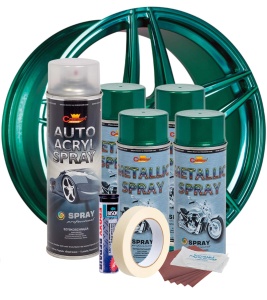Kit complet reparatie si vopsire jante culoare Verde Metalizat, V4 - Img 4