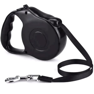 Lesa Retractabila Automata cu carabina pentru caini, lungime sfoara 5m, culoare Neagra - Img 2