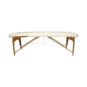 Masa de masaj pliabila, 2 zone, cadru lemn, spuma 5cm, inaltime 55-76cm, piele ecologica, dimensiuni 60x213cm, culoare Crem - Img 4