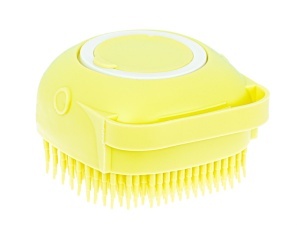 Perie din silicon cu dozator de sampon pentru spalare caini sau pisici, 7,5 x 7,5 cm, culoare galben - Img 3