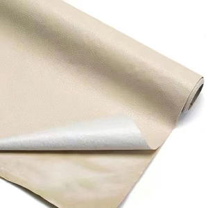 Piele Ecologica pentru reparatii, autoadeziva, dimensiune 50cm x 150 cm, culoare Bej, pentru canapele, genti, jachete, scaune auto, mobilier - Img 2
