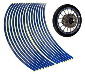 Set 16 ornamente Reflectorizante pentru jante auto, moto, culoare Albastra - Img 2