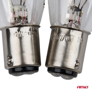Set 2 becuri cu halogen, soclu P21, 5W, BAY15D, alimentare 12V - Img 3