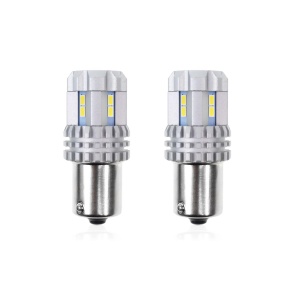 Set becuri auto cu LED CANBUS compatibil P21 R5W/R10W 22 SMD Alb 12V/24V, destinat competitiilor auto sau off-road - Img 1