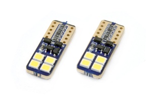 Set becuri auto cu LED CANBUS compatibil T10e W5W 8 SMD Alb 12/24V, destinat competitiilor auto sau off-road - Img 3