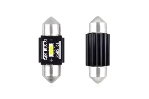 Set becuri auto cu LED CANBUS sofit compatibil C5W 1 SMD 31mm Alb 12/24V, destinat competitiilor auto sau off-road