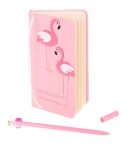 Set Cadou pentru Copii, Caiet cu Flamingo finisat cu piele ecologica + Pix cu Flamingo - Img 5