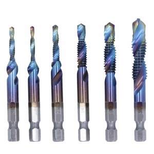 Set Profesional cu 6 piese, gaurire + filet, M3 - M10, duritate inalta (Albastru) - Img 2