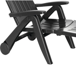 Sezlong de Plaja sau Gradina, reglabil, dimensiune 190 x 60 x 72 cm, material plastic, culoare Negru - Img 2