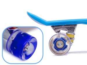 Skateboard Penny Board pentru copii cu roti din cauciuc, iluminate LED, culoare Albastra - Img 4