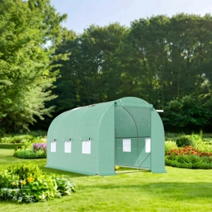 Solar de gradina, dimensiune 300x200x200cm, folie verde PE cu plasa 140g/mp UV, 1 usa, 6 ferestre, teava otel galvanizat de 19mm - Img 4