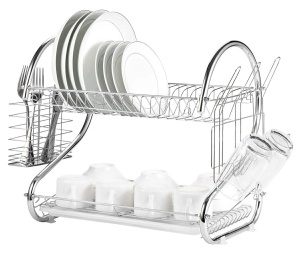 Uscator de vase din otel cu doua niveluri, cu tava din plastic, AVX-AG373 - Img 2
