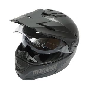 Casca motocross integrala, negru mat cu viziera transparenta si ochelari de soare marimea XL, model LION - Img 2