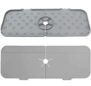 Covoras din silicon anti-picurator pentru lavoare, dimensiune 36,5 x 14 cm, culoare Gri - Img 6