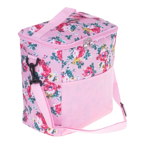 Geanta termoizolanta pentru picnic sau plaja, capacitate 11l, culoare Roz cu flori - Img 6