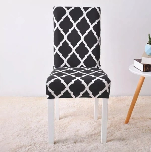 Husa universala pentru scaune clasice, model ROMB, culoare NEGRU + ALB - Img 3
