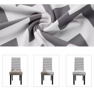 Husa universala pentru scaune clasice, model WAVE, culoare GRI + ALB - Img 3