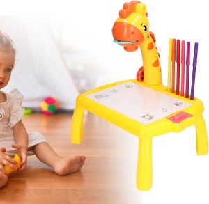 Masa Muzicala de Desen pentru copii cu Proiector, model Girafa, culoare Galben, 24 imagini, AVX-WT-222-2-YELLOW-GIRAFFE - Img 2