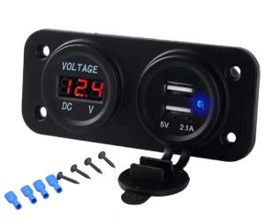 Panou electric suplimentar impermeabil pentru vehicule Off Road, ATV, SSV, tensiune 12-24V, 2 x USB si Voltmetru