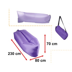 Saltea Autogonflabila "Lazy Bag" tip sezlong, 230 x 70cm, culoare Violet, pentru camping, plaja sau piscina - Img 3