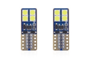 Set becuri auto cu LED CANBUS compatibil T10e W5W 8 SMD Alb 12/24V, destinat competitiilor auto sau off-road
