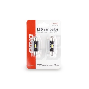 Set becuri auto cu LED CANBUS sofit compatibil C5W 1 SMD 36mm Alb 12/24V, destinat competitiilor auto sau off-road - Img 2