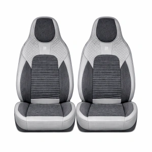 Set huse scaune auto Premium, model BLAZE Elite, design Sportiv, universale, ergonomice, Piele Ecologica cu insertii textile, culoare Gri/Crem - Img 2