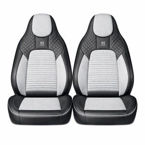 Set huse scaune auto Premium, model BLAZE Prime, design Sportiv, universale, ergonomice, Piele Ecologica cu insertii textile, culoare Negru/Gri - Img 2