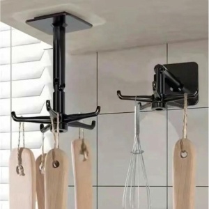 Umeras rotativ de bucatarie cu 6 carlige, material ABS, lungime 11 cm, culoare Negru - Img 1