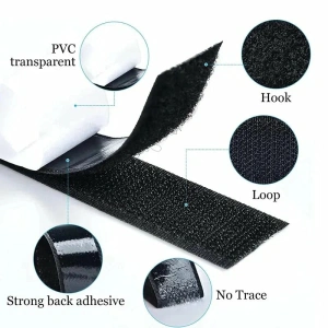 Banda Velcro autoadeziva, dimensiuni 30mm latime x 100cm lungime, culoare neagra - Img 4