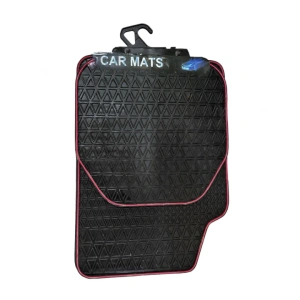 Covorase Auto Universale, din cauciuc sintetic moale, culoare Neagra cu dunga Rosie - Img 3