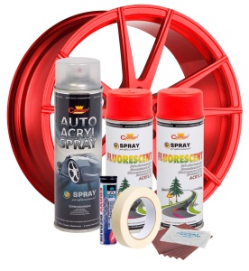 Kit complet reparatie si vopsire jante culoare Rosu Fluorescent, V2 - Img 4