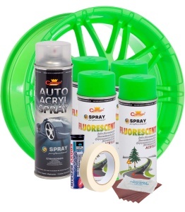 Kit complet reparatie si vopsire jante culoare Verde Fluorescent, V4 - Img 2