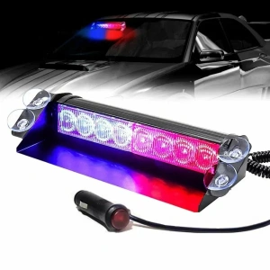 Lampa stroboscopica pentru parbriz. montaj cu ventuze, culori Rosu - Albastru, putere 8W, alimentare 12V - Img 2