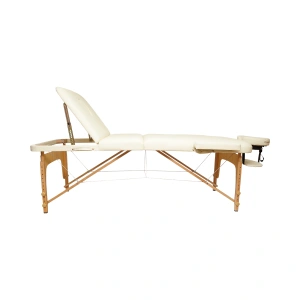 Masa de masaj pliabila, 3 zone, cadru lemn, spuma 5cm, inaltime 55-76cm, piele ecologica, dimensiuni 60x213cm, culoare Crem - Img 4