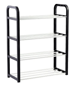 Raft Elegant pentru depozitare Pantofi sau Pantaloni, cu traverse metalice, 4 nivele, dimensiuni 58 x 42 x 18 cm - Img 2