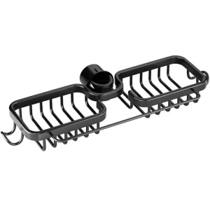 Raft organizator dublu, universal pentru bucatarie sau baie, montaj pe robinet, material otel, culoare Neagra - Img 6