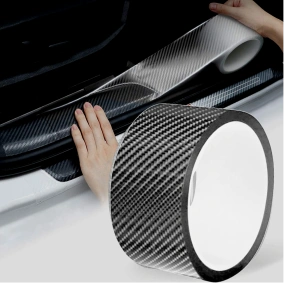 Rola ornament bandouri sau praguri autoadeziv din autocolant Carbon 5D, dimensiune 148 x 4 cm, culoare Gri Antracit - Img 2