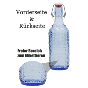 Set 12 sticle culoare Albastru Transparent, volum 0,5l, cu inchidere cu clema metalica, dop cu garnitura, reutilizabile dupa spalare, import Germania - Img 3