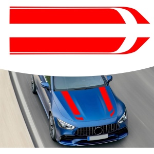 Set 2 stickere autoadezive Tuning, model "Hood Stripes V1", dimensiune 85 x 12 cm, culoare Rosie - Img 1