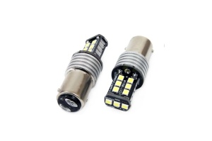 Set becuri auto cu LED CANBUS compatibil P21/5W BA15D 15 SMD 7.5W Alb 12/24V, destinat competitiilor auto sau off-road - Img 1
