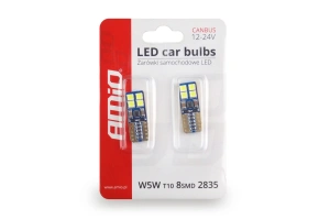 Set becuri auto cu LED CANBUS compatibil T10e W5W 8 SMD Alb 12/24V, destinat competitiilor auto sau off-road - Img 2