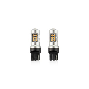 Set becuri auto cu LED CANBUS compatibil W21W T20 24 SMD 6.2W Orange 12/24V, destinat competitiilor auto sau off-road - Img 3