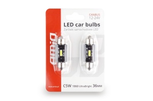 Set becuri auto cu LED CANBUS sofit compatibil C5W 1 SMD 36mm Alb 12/24V, destinat competitiilor auto sau off-road - Img 2