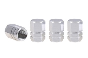 Set capacele auto pentru ventil hexagon argintiu 4 buc - Img 2